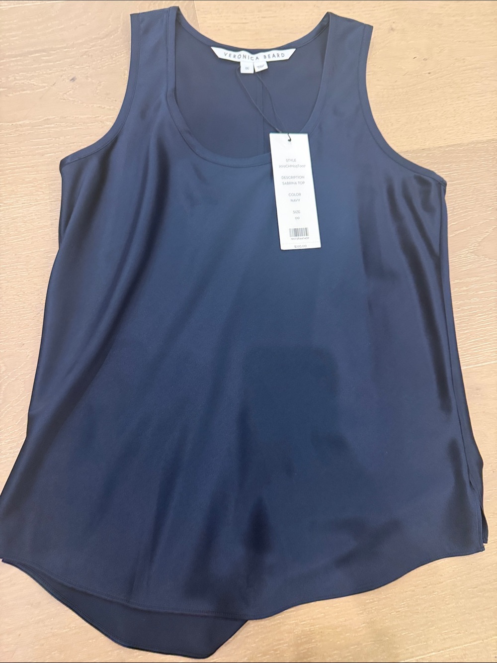 Veronica Beard Navy Scoop Neck Silk-Blend Tank